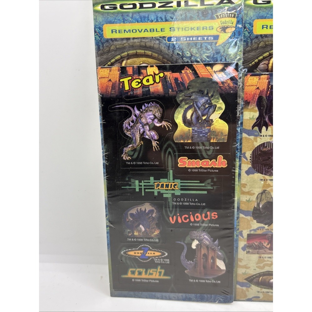 Vintage 1998 Godzilla Collectible Sticker Set Of 2 Stickers Godzilla Sticker - Picture 2 of 9